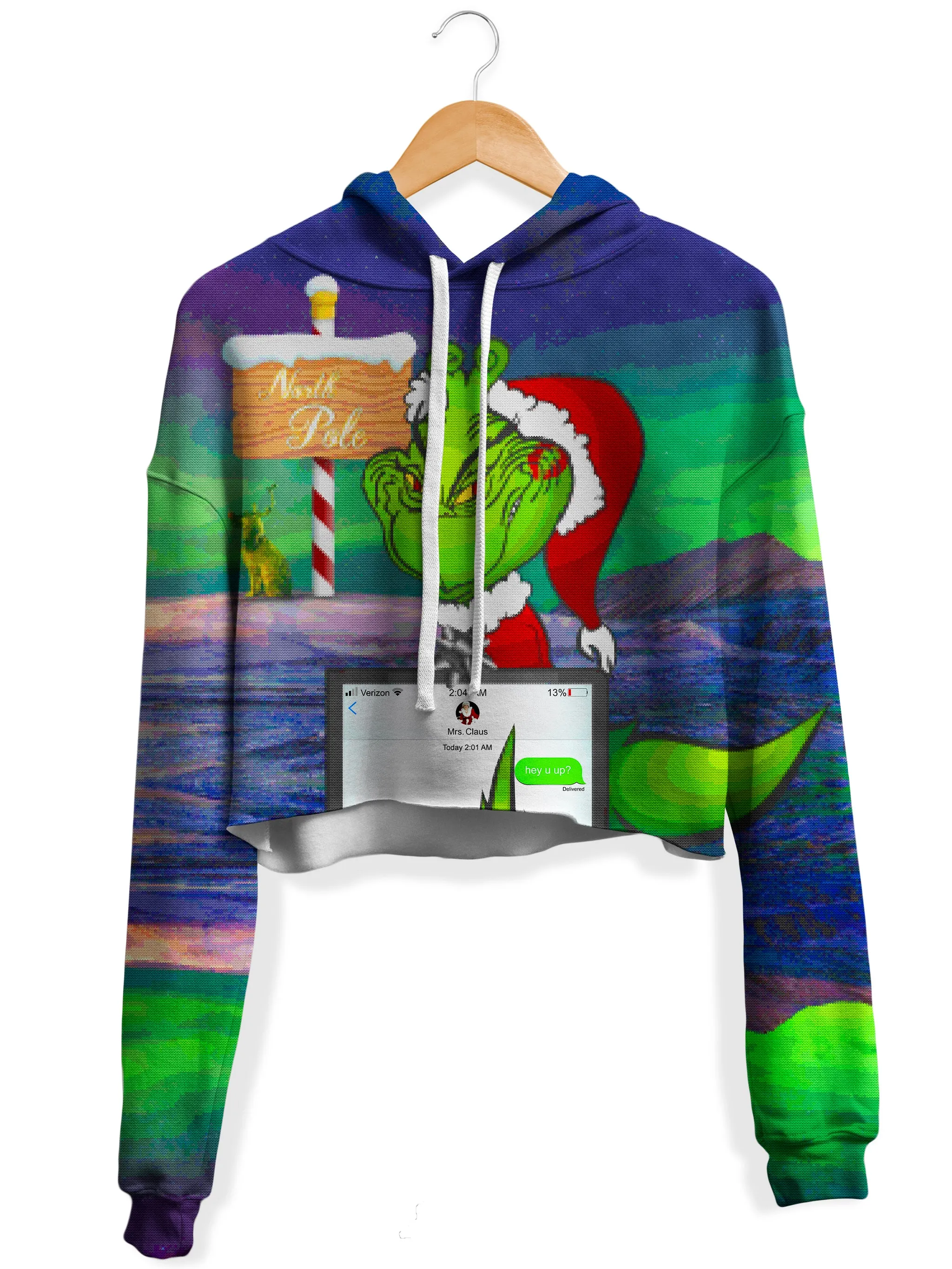 Savage Grinch Fleece Crop Hoodie