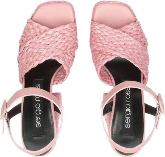 Sergio Rossi sr Seville platform raffia sandals Pink