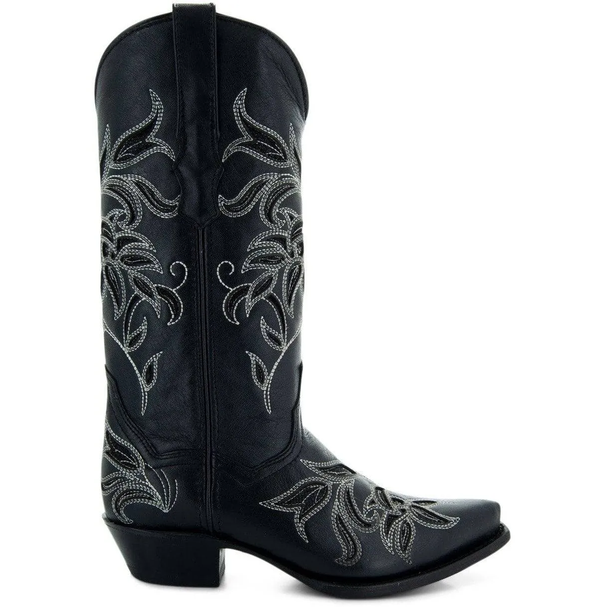 Soto Boots Womens Floral Embroidered Inlay Cowgirl Boots M50049 Black