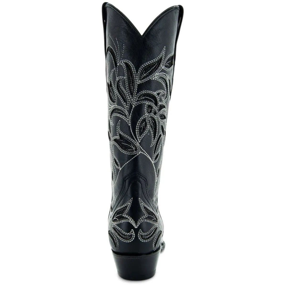 Soto Boots Womens Floral Embroidered Inlay Cowgirl Boots M50049 Black