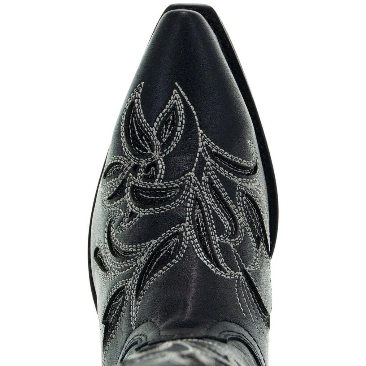 Soto Boots Womens Floral Embroidered Inlay Cowgirl Boots M50049 Black