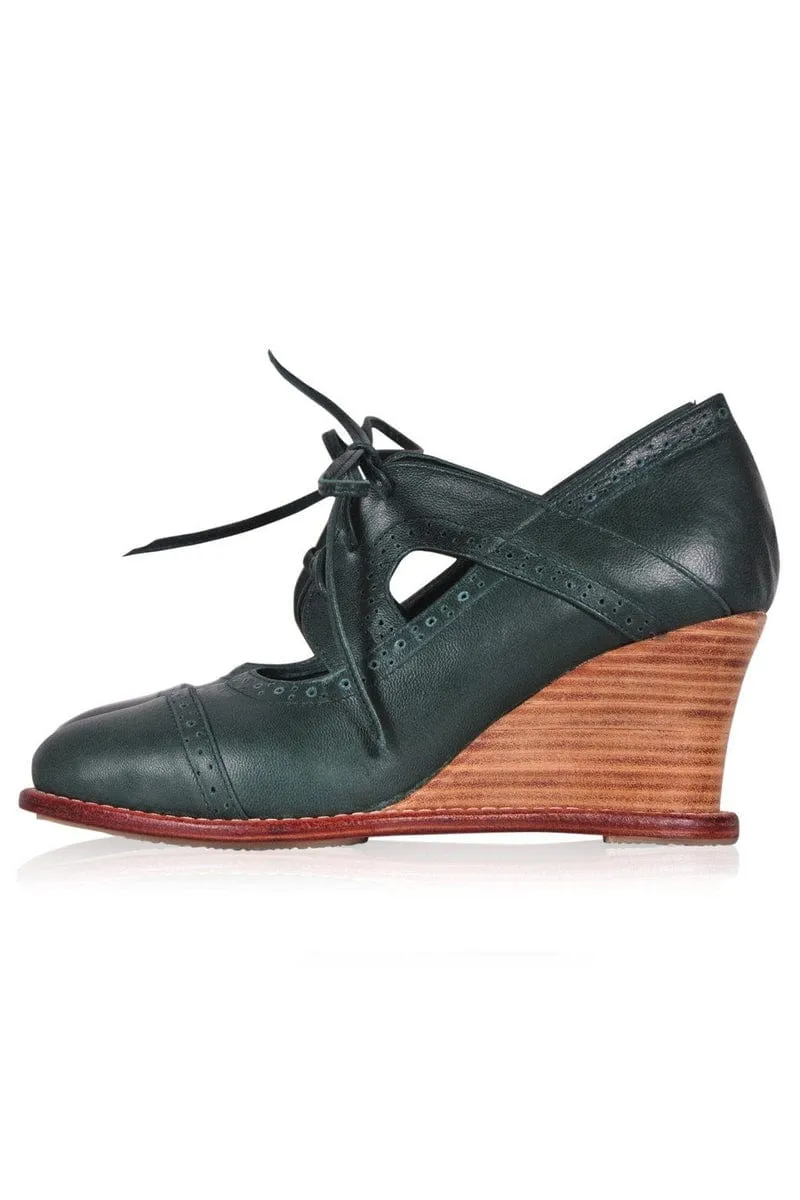 Stockholm Oxford Wedges in Emerald