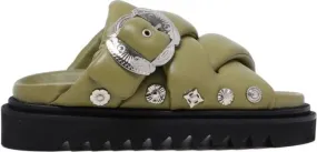 Toga Pulla stud-embellished padded sandals Green