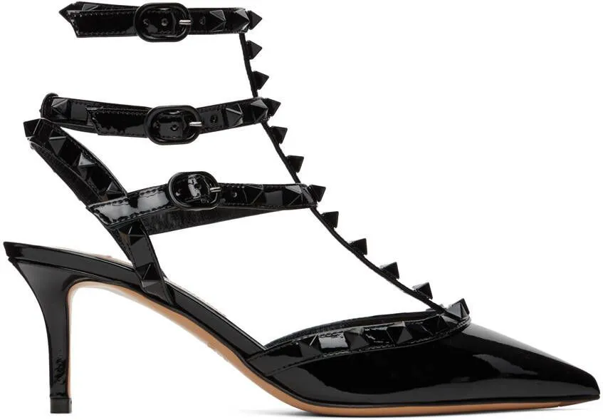 Valentino Garavani Black Rockstud Caged Heels