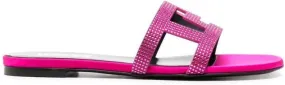 Versace Greca Maze crystal flat sandals Pink