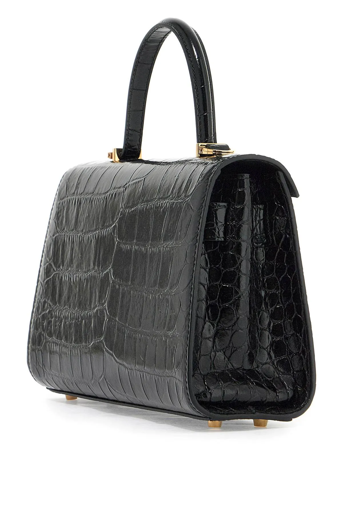 Versace Medusa '95 Handbag With Crocodile   Black