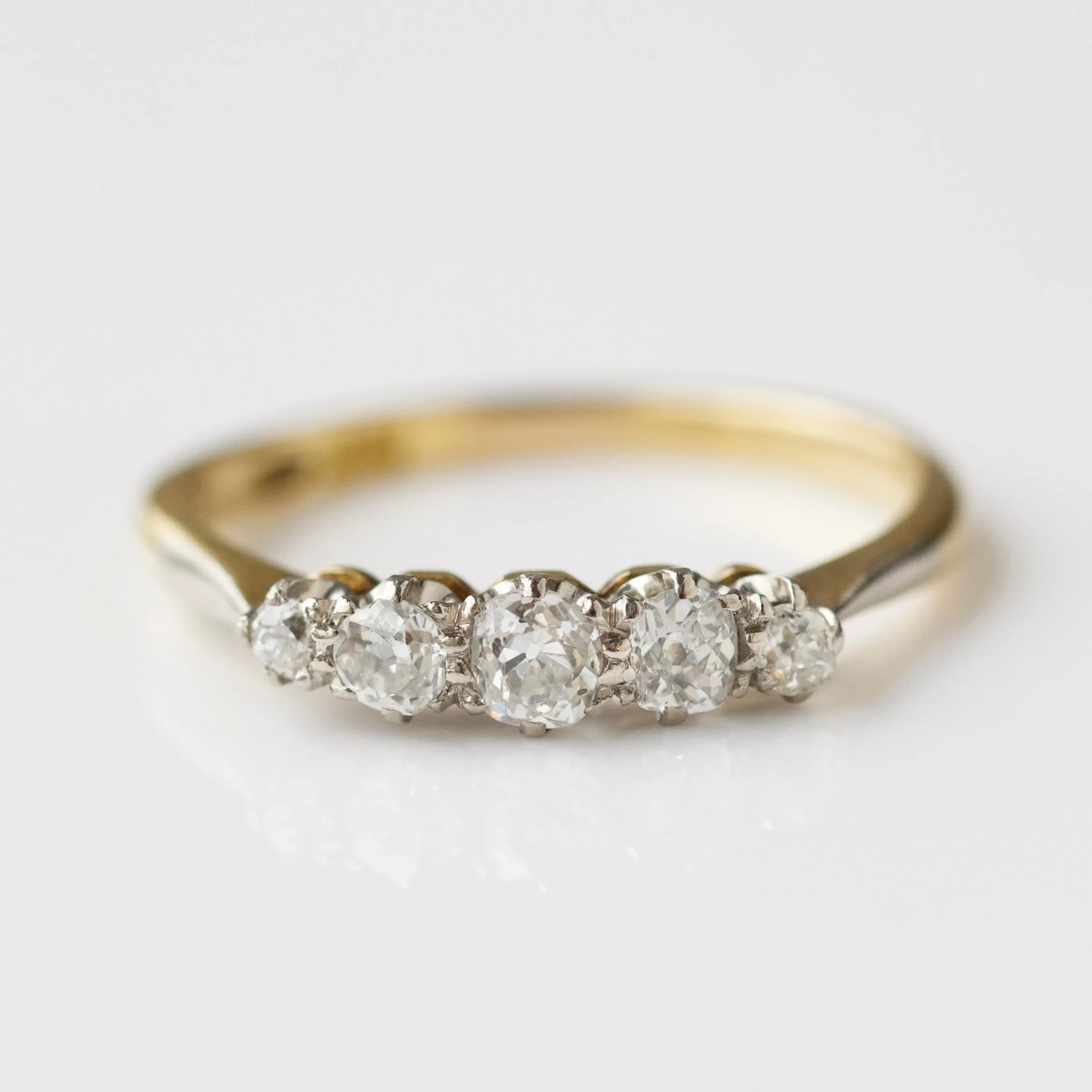 Vintage 18k Yellow and White Gold Diamond Ring - UK Size N