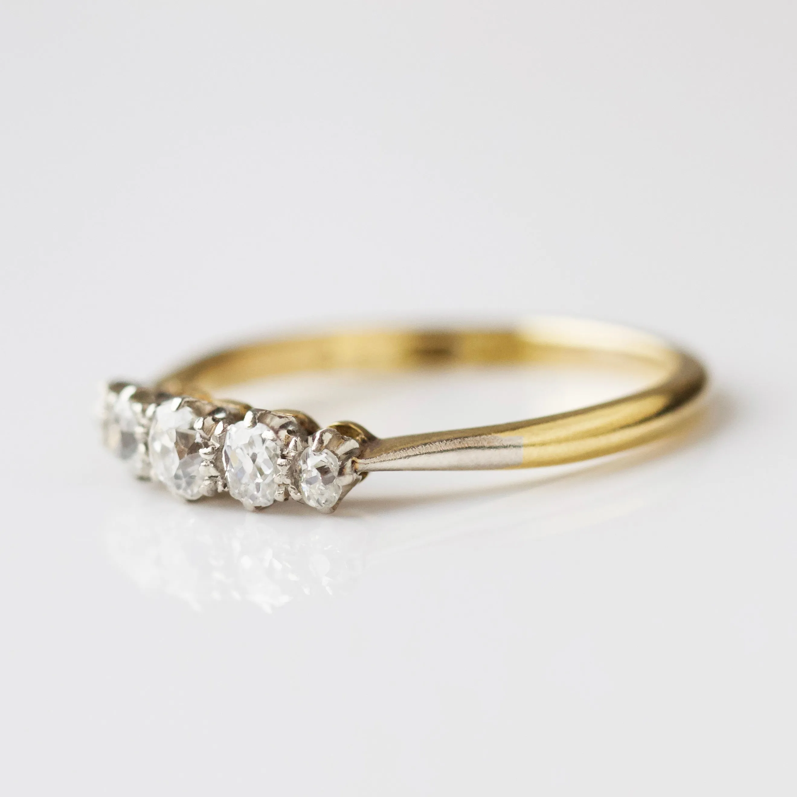 Vintage 18k Yellow and White Gold Diamond Ring - UK Size N