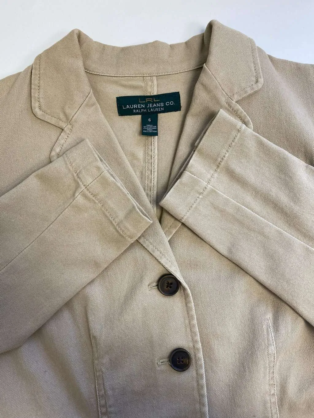 Vintage Lauren Ralph Lauren cotton blazer in beige – Small / Medium