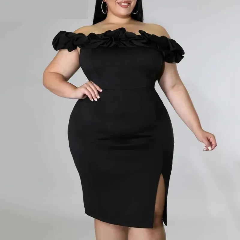 Women's Summer Formal Ruffle Off-Shoulder Backless Bodycon Dress